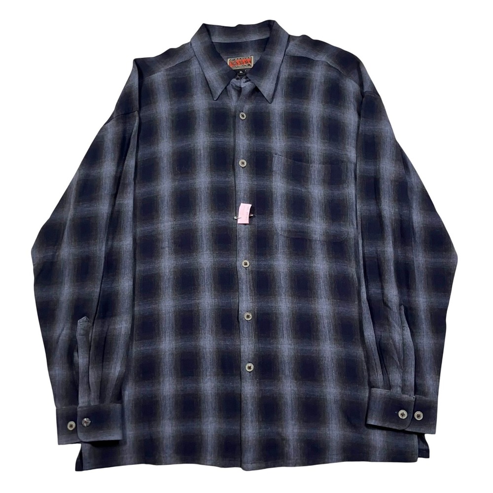 Vintage Caravan Ombre Plaid Long Sleeve Button Up Shirt Mens‎ XL